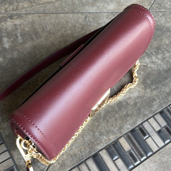 Michael Kors Sonia Medium Leather Shoulder Bag Merlot - Picture 3 of 16